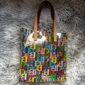 Dooney & Bourke clear lunch tote rainbow letters